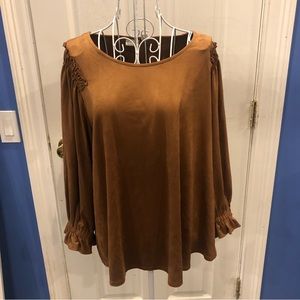 Est. 1946 Brown Faux Suede Blouse Large